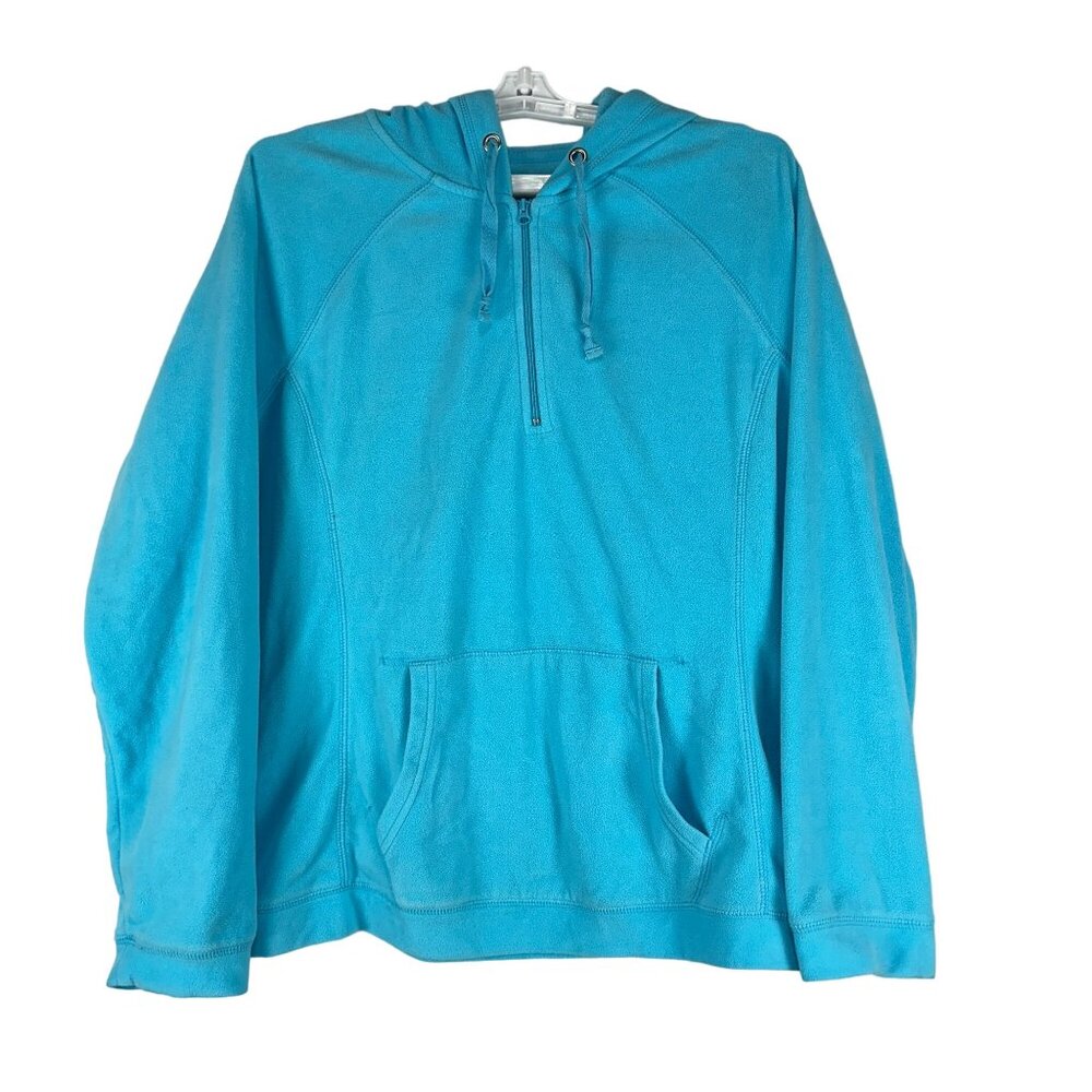 SJB Active Turquoise Pullover Hoodie XL With 1/4 Zip Hooded Kangaroo Pocket